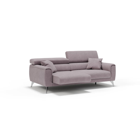 Caravaggio Divano con sedute allungabili e poggiatesta reclinabili in tessuto impermeabile T02 199 cm rosa