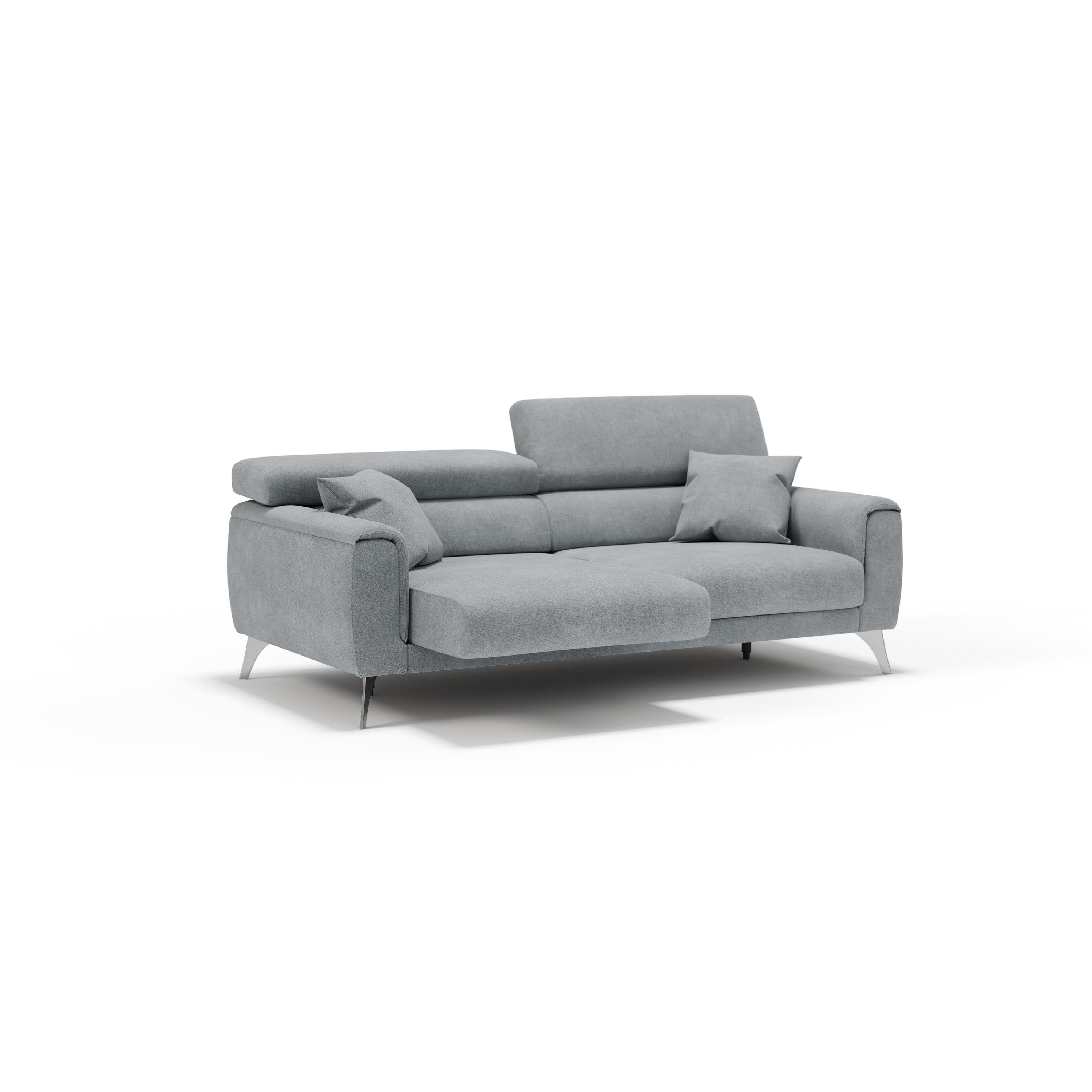 Caravaggio Divano con sedute allungabili e poggiatesta reclinabili in tessuto impermeabile T02 199 cm grigio chiaro