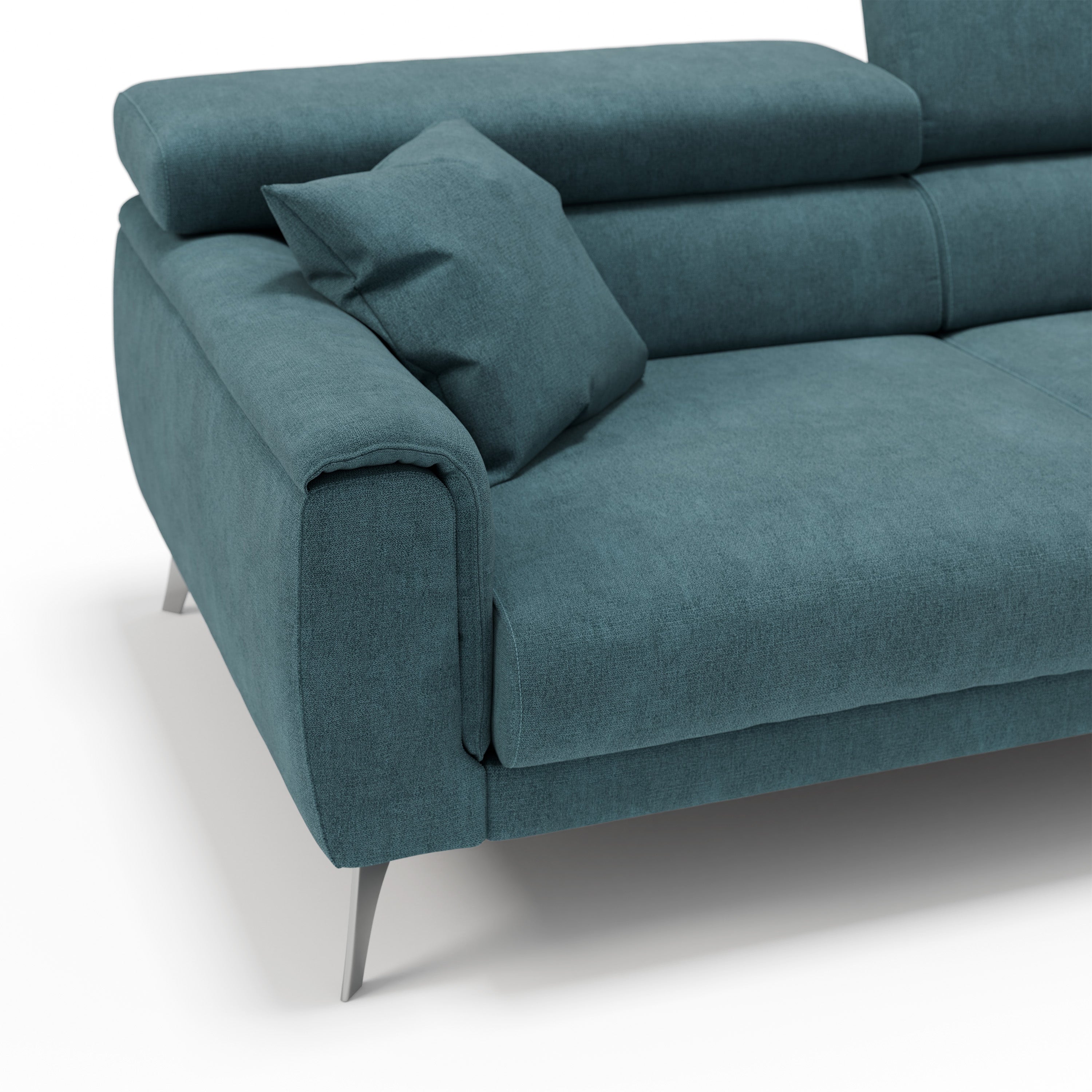 Caravaggio Divano con sedute allungabili e poggiatesta reclinabili in tessuto impermeabile T02 199 cm petrolio