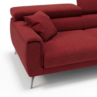 Caravaggio Divano con sedute allungabili e poggiatesta reclinabili in tessuto impermeabile T02 199 cm rosso