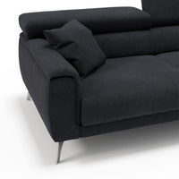 Caravaggio Divano con sedute allungabili e poggiatesta reclinabili in tessuto impermeabile T02 199 cm nero