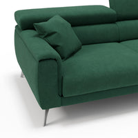 Caravaggio Divano con sedute allungabili e poggiatesta reclinabili in tessuto impermeabile T02 169 cm verde