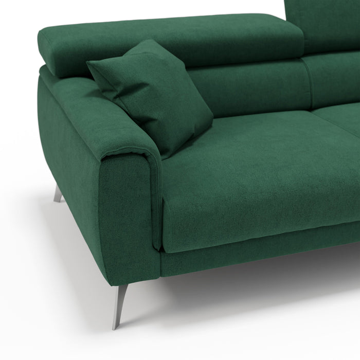 Caravaggio Divano con sedute allungabili e poggiatesta reclinabili in tessuto impermeabile T02 169 cm verde