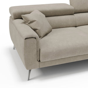 Caravaggio Divano con sedute allungabili e poggiatesta reclinabili in tessuto impermeabile T02 169 cm panna