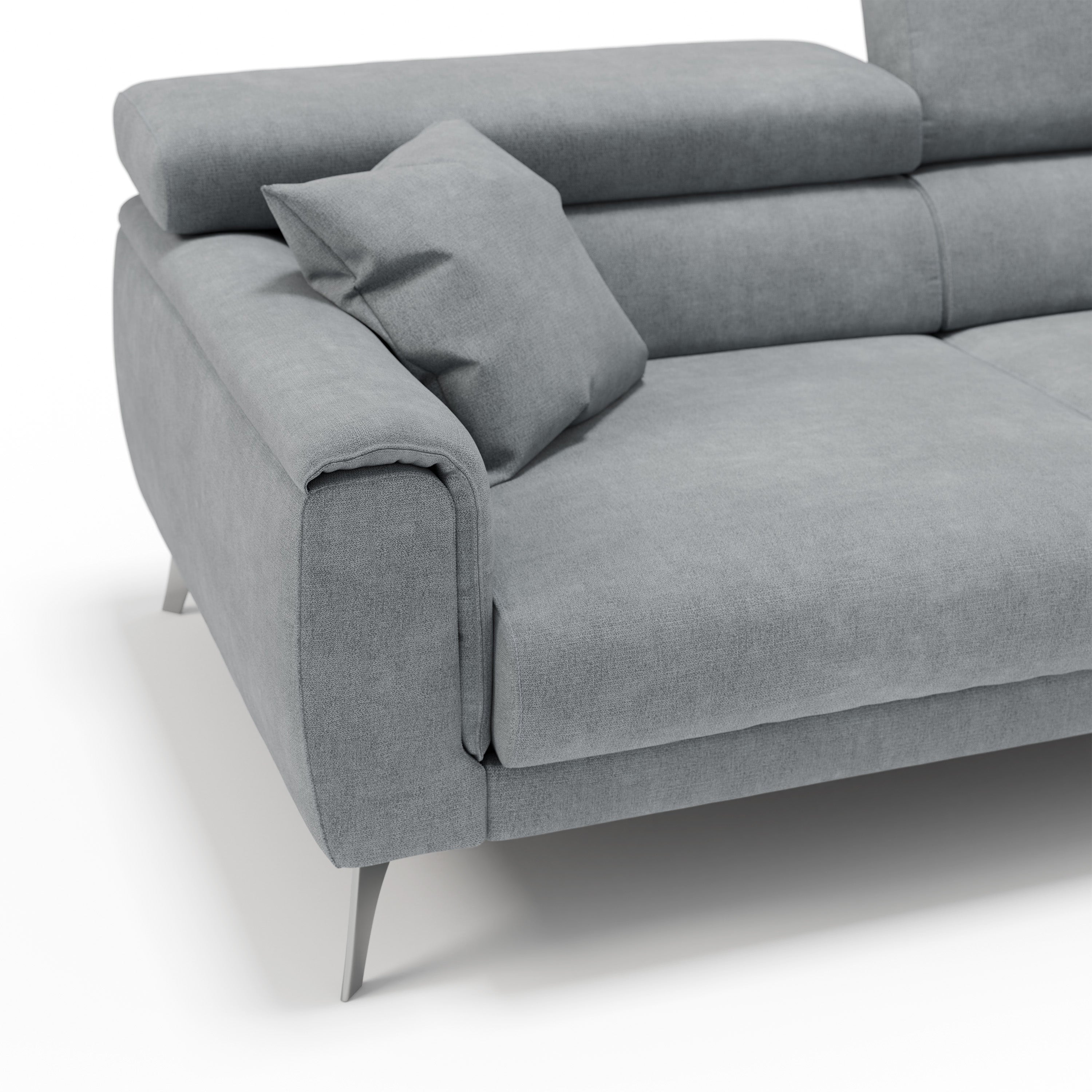 Caravaggio Divano con sedute allungabili e poggiatesta reclinabili in tessuto impermeabile T02 199 cm grigio chiaro