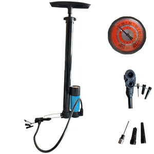 Compressore Pompa Manuale ad Aria con Manometro Portatile Per Bici Moto Auto