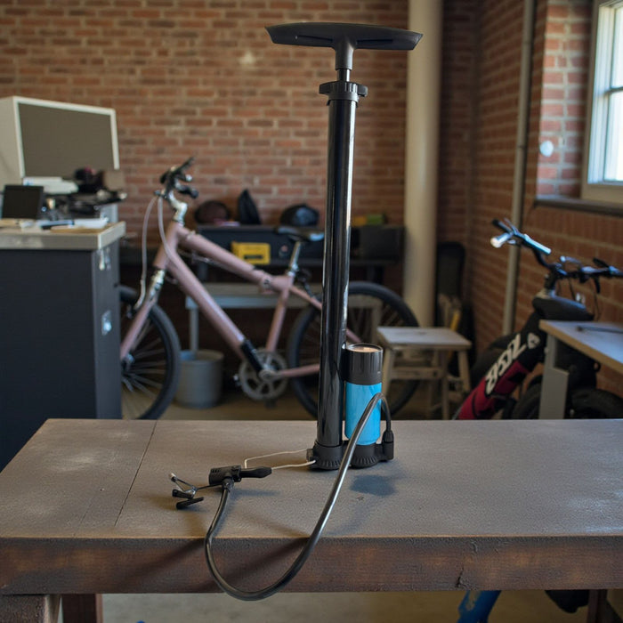 Compressore Pompa Manuale ad Aria con Manometro Portatile Per Bici Moto Auto