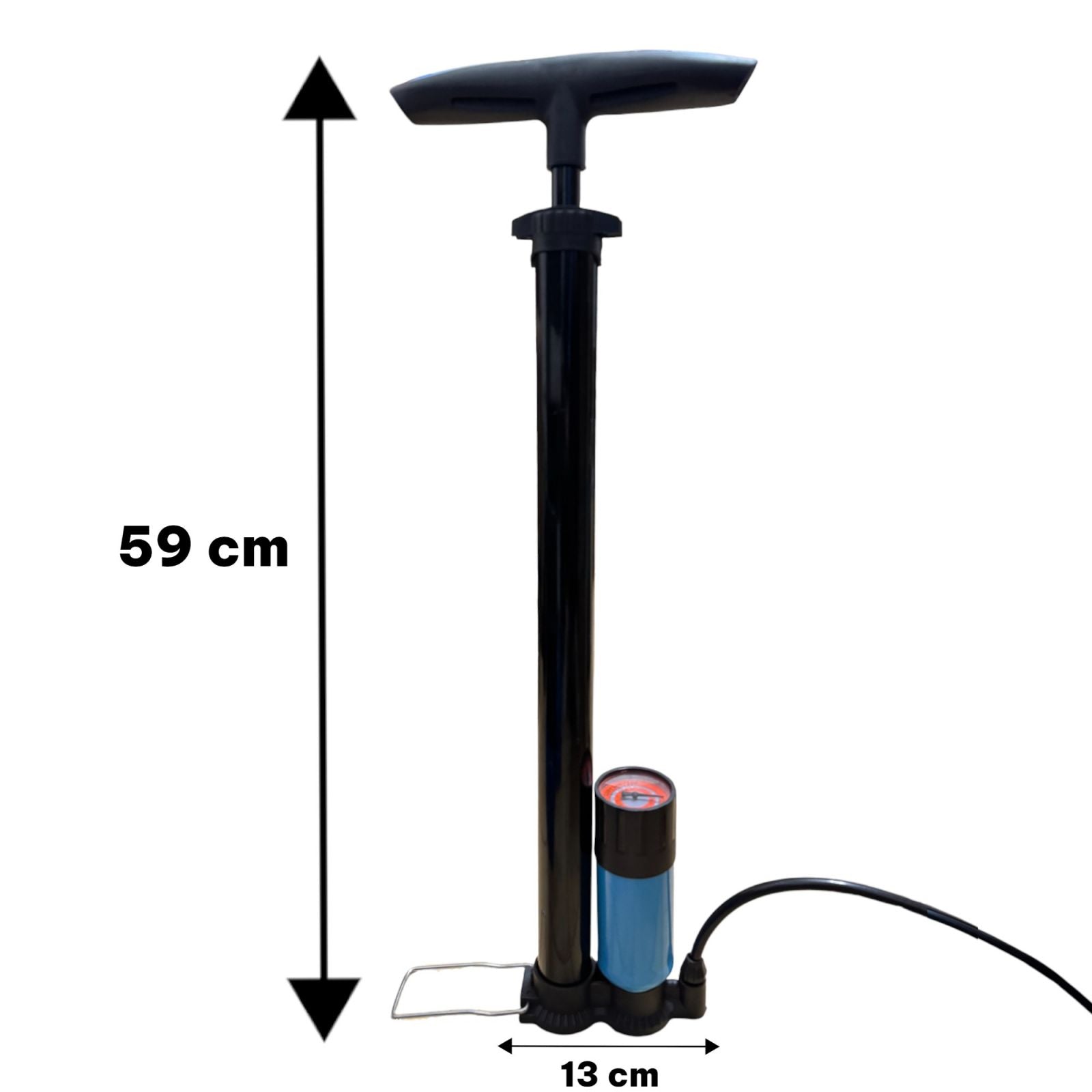 Compressore Pompa Manuale ad Aria con Manometro Portatile Per Bici Moto Auto