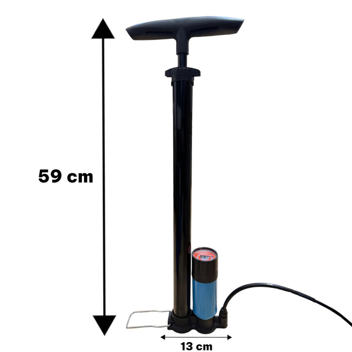 Compressore Pompa Manuale ad Aria con Manometro Portatile Per Bici Moto Auto
