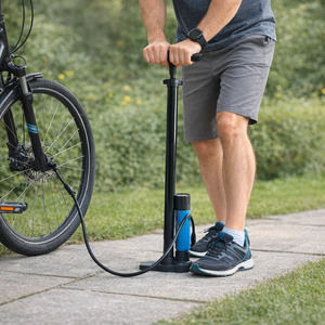 Compressore Pompa Manuale ad Aria con Manometro Portatile Per Bici Moto Auto