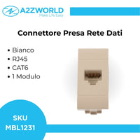 Connettore Rete Presa Dati RJ45 CAT6 MBL Bianco 1M Compatibile Bticino Living Light BLB2356