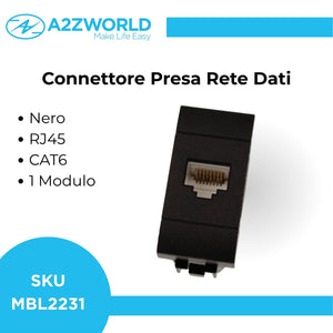 Connettore Rete Presa Dati RJ45 CAT6 MBL Nero 1M Compatibile Bticino Living International BLN2356