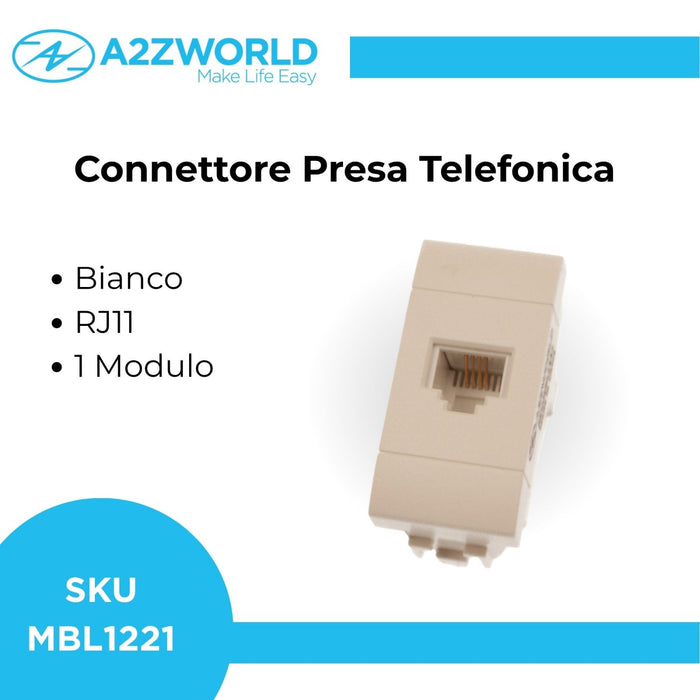 Connettore Telefonica Presa RJ11 MBL Bianco 1M Compatibile Bticino Living Light BLB2354
