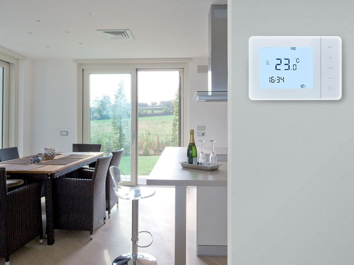 Conotermostato Termostato Con Display LCD Tasti Touch Rettangolare Standard 503 Programma Settimanale Per Caldaia A Gas Alimentato Con 2 Batterie AA