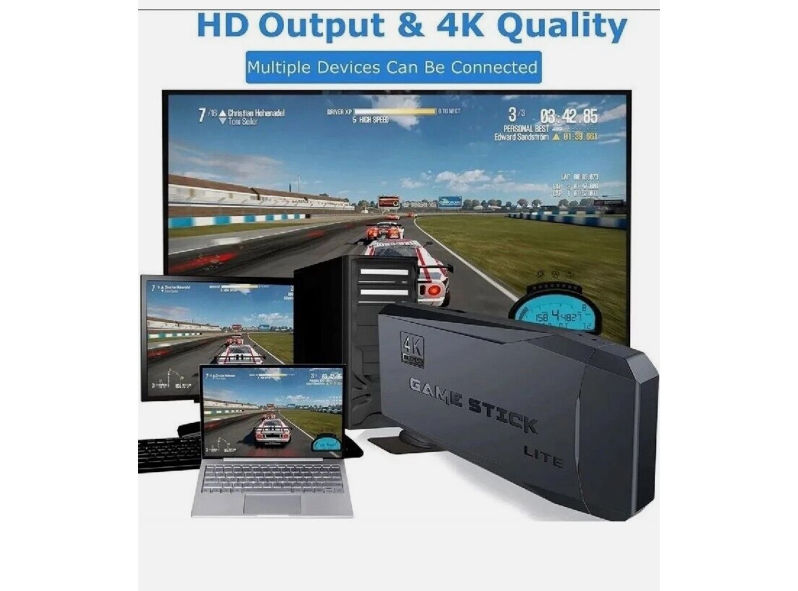 Console di Gioco Retrò Wireless USB HD Game Stick TV con Oltre 2000 Giochi Integrati Portatile