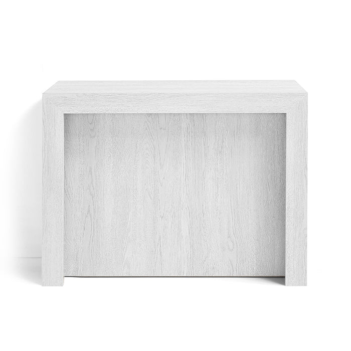Tavolo Consolle allungabile 100x46 (+5x50) Bianco Frassino modello ANDROMEDA MADE IN ITALY con 5 allunghe da 50 cm design moderno ideale per ingresso, soggiorno e sala da pranzo