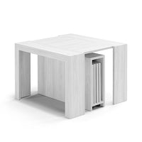 Tavolo Consolle allungabile 100x46 (+5x50) Bianco Frassino modello ANDROMEDA MADE IN ITALY con 5 allunghe da 50 cm design moderno ideale per ingresso, soggiorno e sala da pranzo