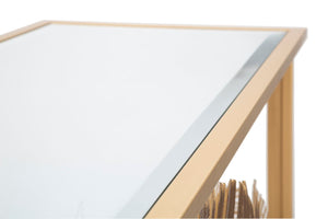 Consolle in metallo dorato, piano in vetro 113x40x80cm Floris Glam