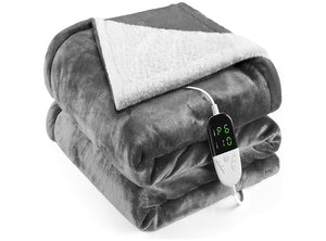 Coperta Termica Elettrica 155x180cm 6 Livelli di Riscaldamento Timer 10H Spegnimento Automatico con Telecomando Digitale Lavabile in Lavatrice