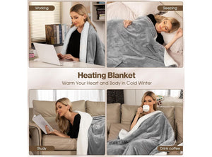 Coperta Termica Elettrica 155x180cm 6 Livelli di Riscaldamento Timer 10H Spegnimento Automatico con Telecomando Digitale Lavabile in Lavatrice