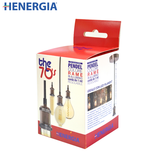 PORTALAMPADA PENDEL VINTAGE IN ALLUMINIO RAMATO