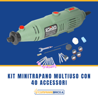 Kit Minitrapano Multiuso KOMBO con 40 Accessori - Potenza 135 W - 230V 50hz