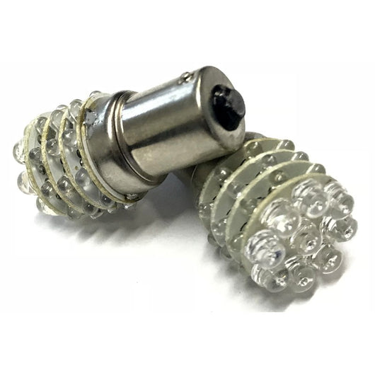 Coppia 2 Lampade Led BA15S 1156 P21W Con 9 F5 Frontale + 27 F3 Laterale Colore Rosso 12V 2W