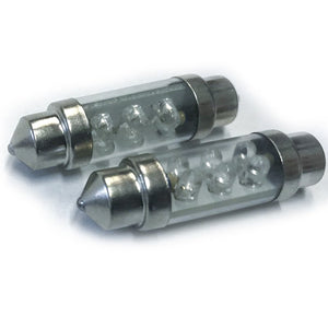 Coppia 2 Lampade Led T11 C5W Siluro 36mm Con 6 Led F3 Colore Bianco Freddo 6000K 12V 0,2W