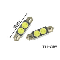 Coppia 2 Lampade Led T11 C5W Siluro 39mm Con 2 Power Led Colore Bianco Freddo 6000K 12V 2W