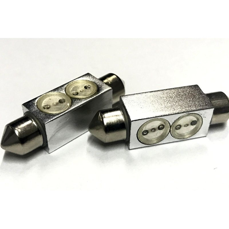 Coppia 2 Lampade Led T11 C5W Siluro 40mm Con 2 Power Led Colore Giallo 12V 2W