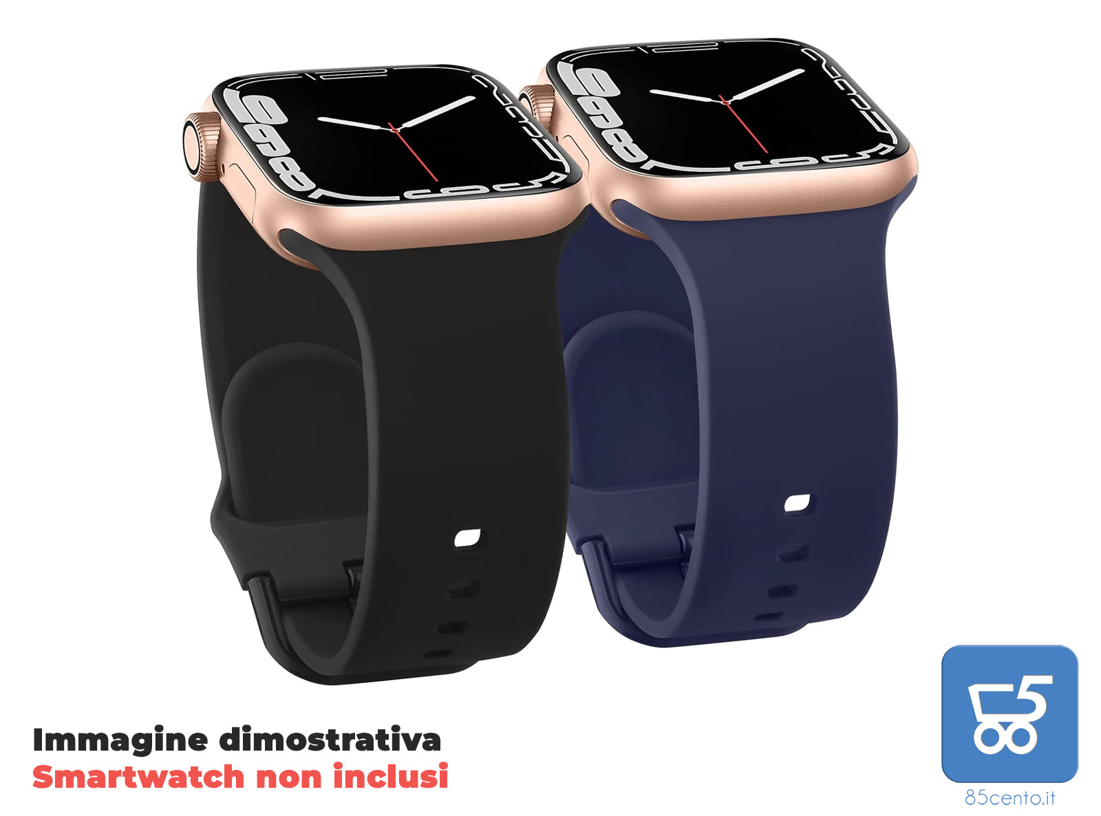 Coppia Cinturini in Silicone LSHY per Apple Watch 38 mm/40 mm – Blu & Nero, Regolabili