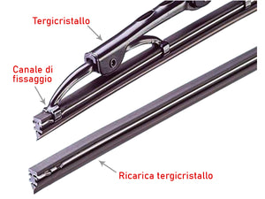Coppia Gommini Refill Flat 28'' 700 mm Ricambio Universale Per Spazzole Tergicristallo In Ferro