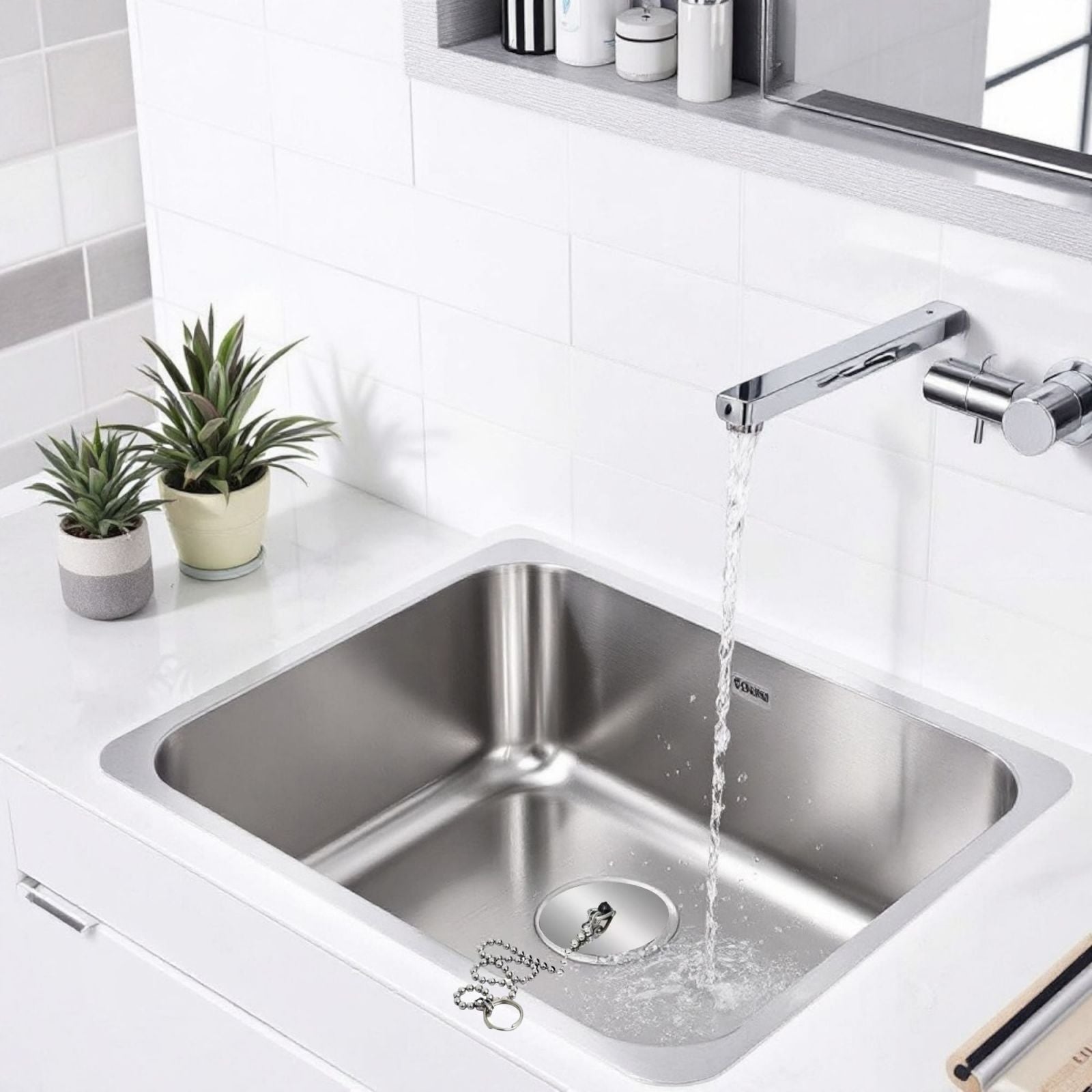 Coppia Tappi Universale Lavello Cucina Bagno 5.5cm con catena 10392