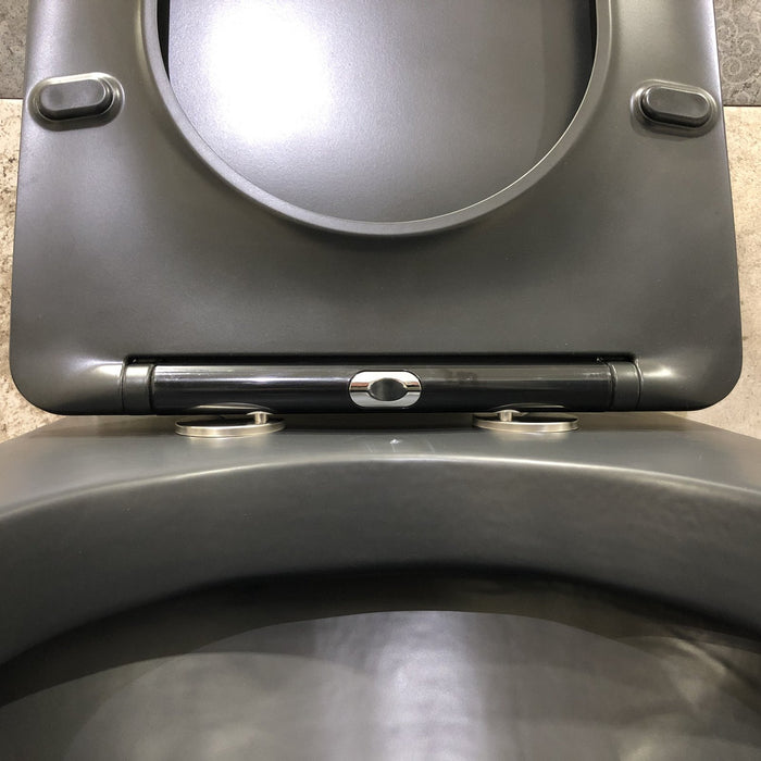 Coppia di sanitari wc e bidet a terra ceramica nera SICENA ROUNDED