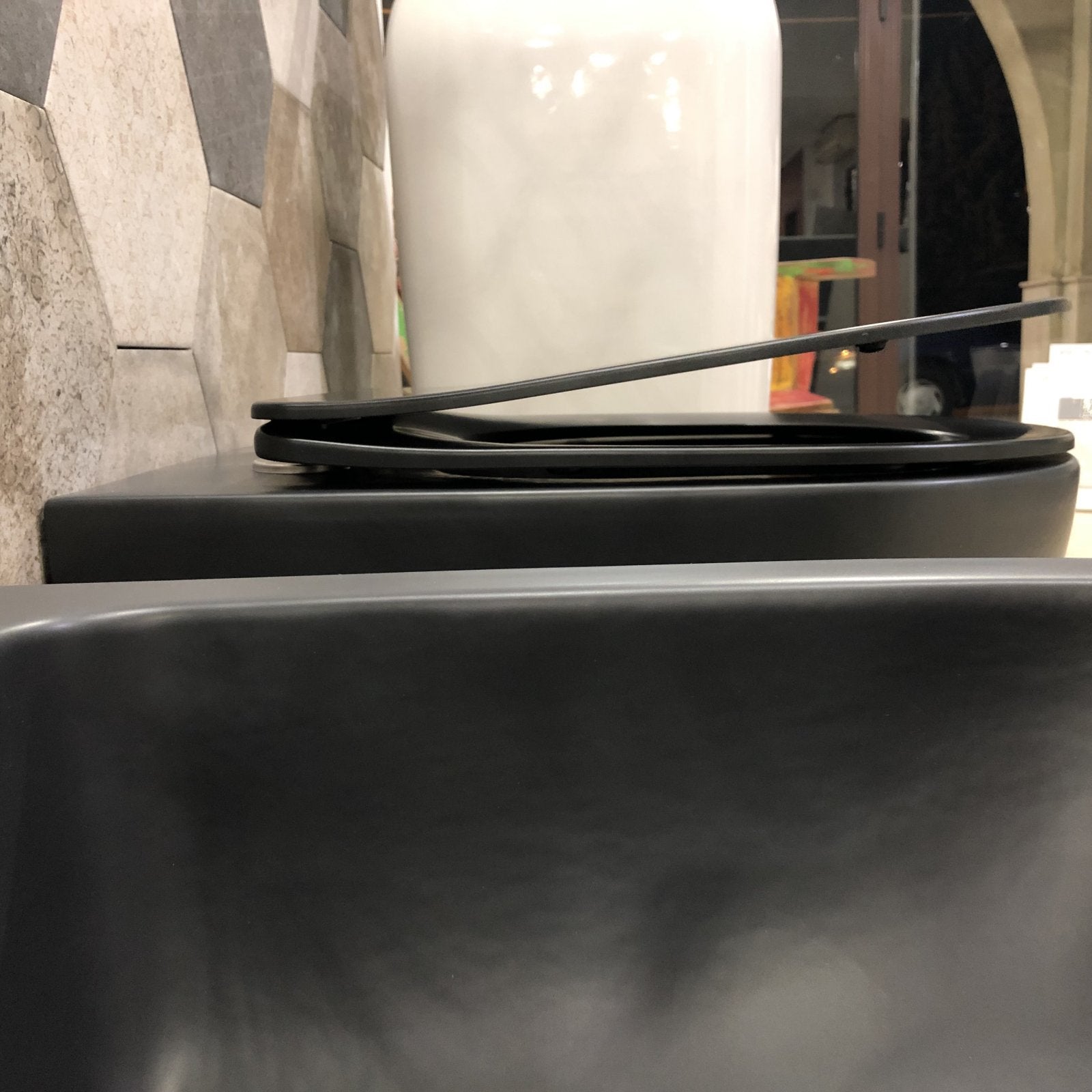 Coppia di sanitari wc e bidet a terra ceramica nera SICENA ROUNDED