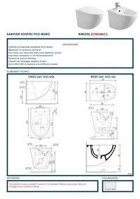 Coppia di sanitari wc e bidet sospesi ceramica SICENA MOON