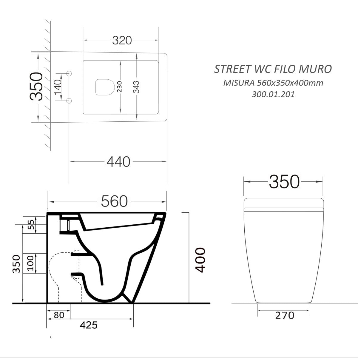 Coppia sanitari filo muro quadrati ceramica street
