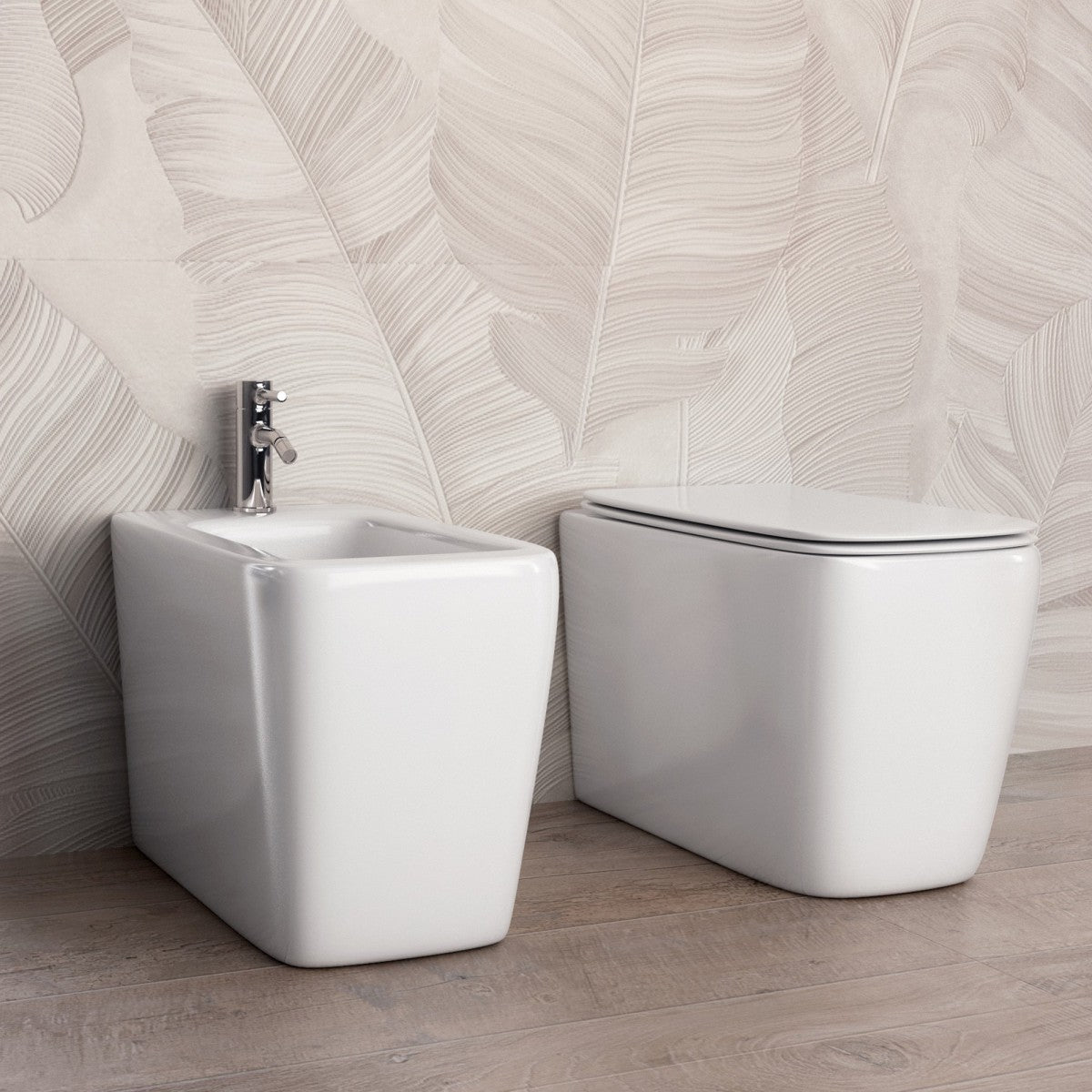 Coppia sanitari filo muro quadrati ceramica street