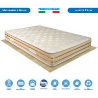 Materasso rigido a molle bonnel Corfù piazza e mezza 120x190, ortopedico e traspirante alto 23cm - Comprarredo