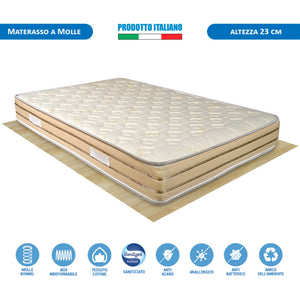 Materasso rigido a molle bonnel Corfù piazza e mezza 120x190, ortopedico e traspirante alto 23cm - Comprarredo