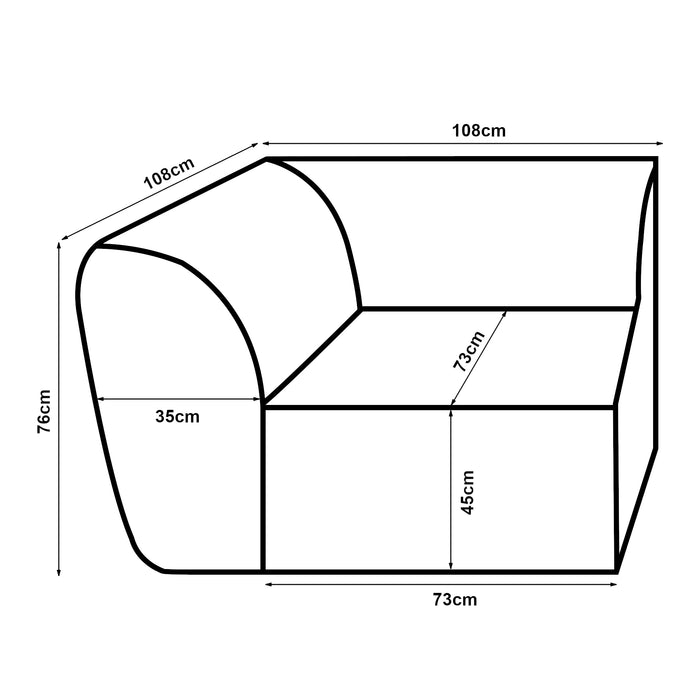 Mobile Angolare per Divano Componibile Modulare 76x108x108 cm Serie Hurvas - Grigio [en.casa]