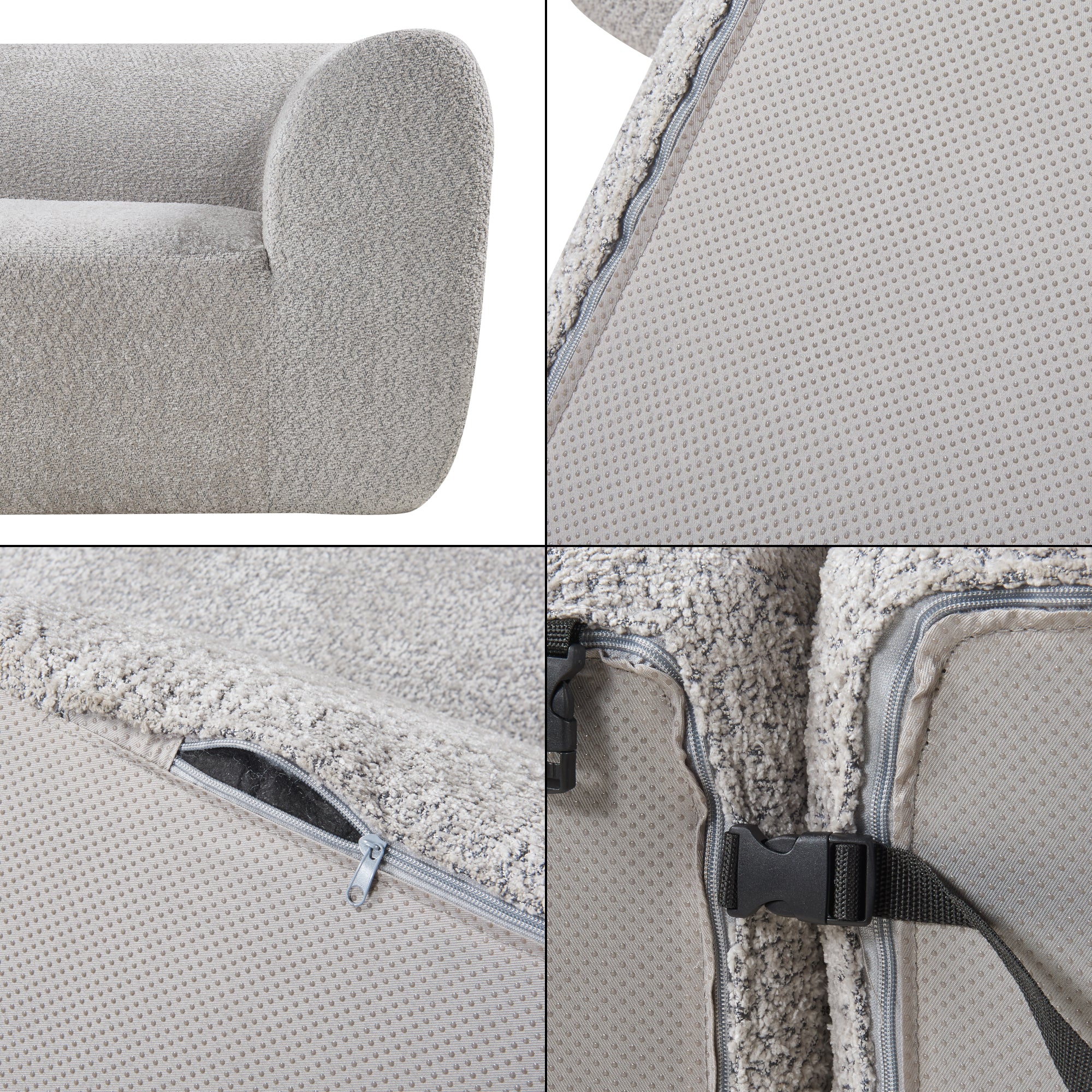 Divano Componibile a 3 Posti Divano Modulare 76x313x108 cm Serie Hurvas - Grigio [en.casa]