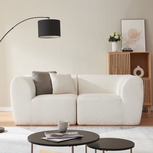 Divano Componibile a 2 Posti Divano Modulare 76x216x108 cm Serie Hurvas - Bianco Crema [en.casa]