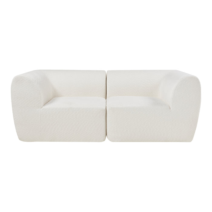 Divano Componibile a 2 Posti Divano Modulare 76x216x108 cm Serie Hurvas - Bianco Crema [en.casa]