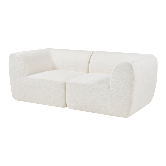 Divano Componibile a 2 Posti Divano Modulare 76x216x108 cm Serie Hurvas - Bianco Crema [en.casa]