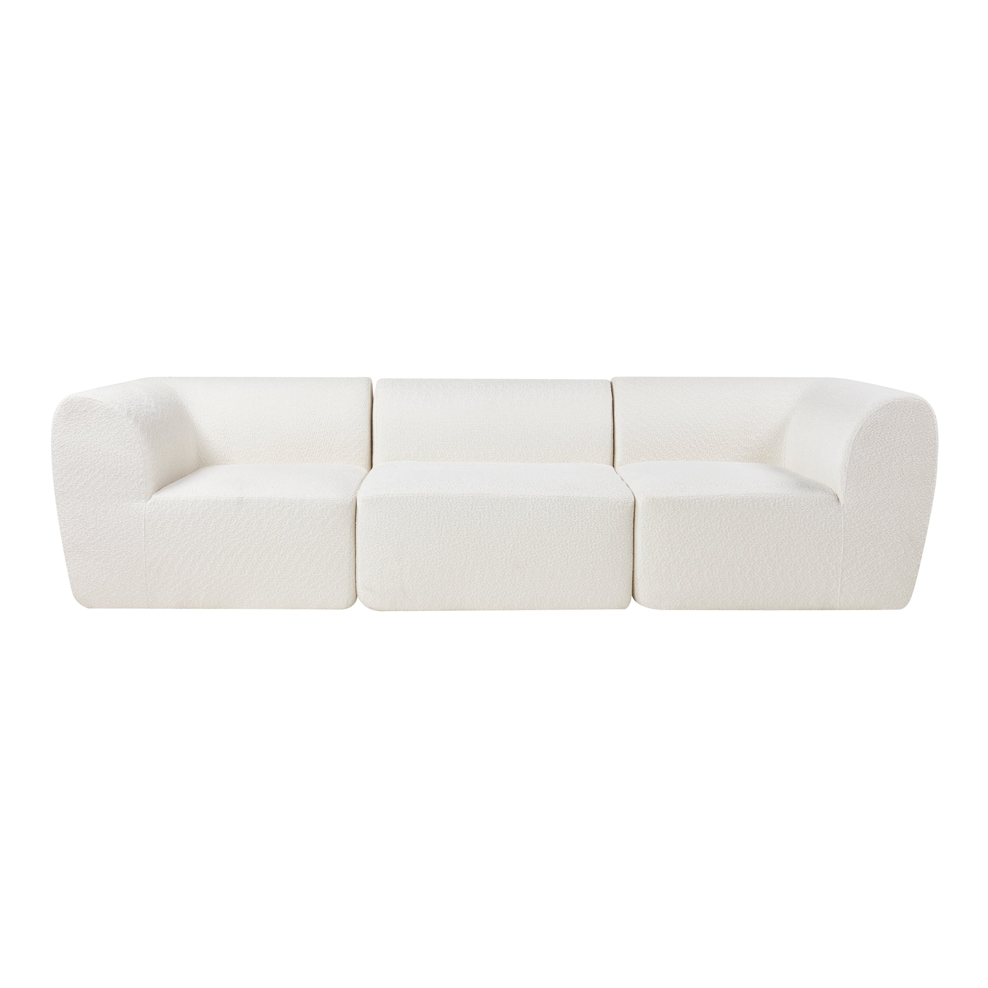Divano Componibile a 3 Posti Divano Modulare 76x313x108 cm Serie Hurvas - Bianco Crema [en.casa]