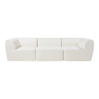 Divano Componibile a 3 Posti Divano Modulare 76x313x108 cm Serie Hurvas - Bianco Crema [en.casa]