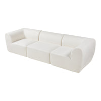 Divano Componibile a 3 Posti Divano Modulare 76x313x108 cm Serie Hurvas - Bianco Crema [en.casa]