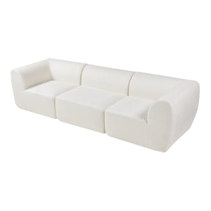 Divano Componibile a 3 Posti Divano Modulare 76x313x108 cm Serie Hurvas - Bianco Crema [en.casa]