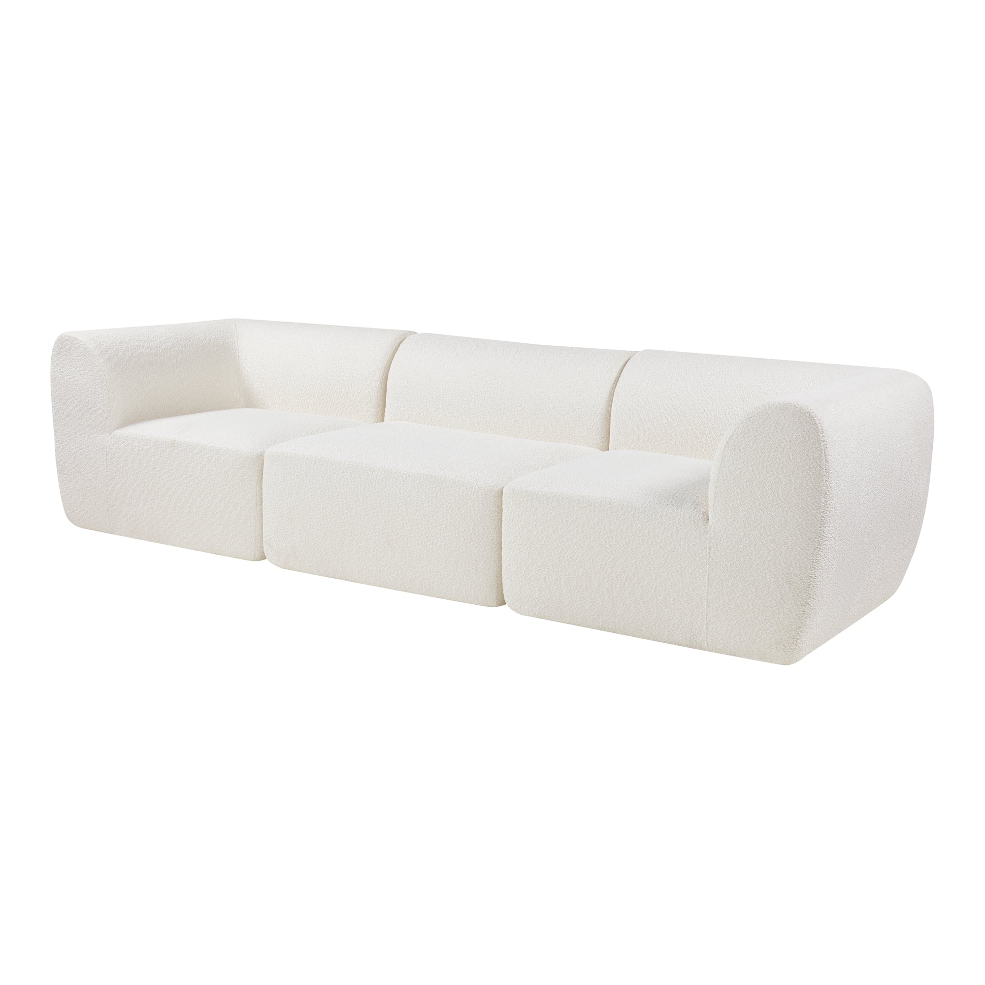 Divano Componibile a 3 Posti Divano Modulare 76x313x108 cm Serie Hurvas - Bianco Crema [en.casa]